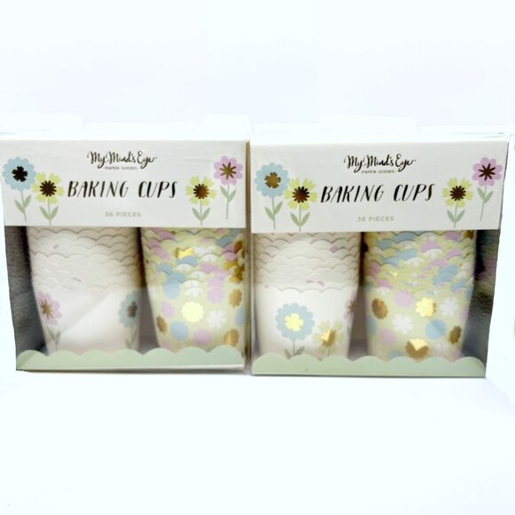 NEW My Minds Eye Gold Foiled Pastel Flowers Baking Cups - 36 Count - Picture 3 of 5